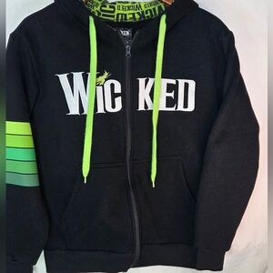 Wicked on Broadway Logo Hoodie Black Electric Green Sz S Unisex Embroidered